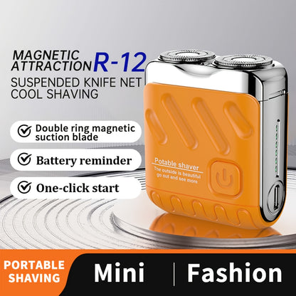 1pc Mini Electric Shaver for Men, Double Head Floating Blades, USB Type-C Charging, Portable & Compact, Rechargeable Lithium Battery, Ideal Holiday Gift